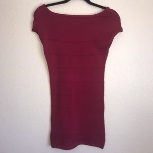 Red Scoop Neck Body Con Dress
